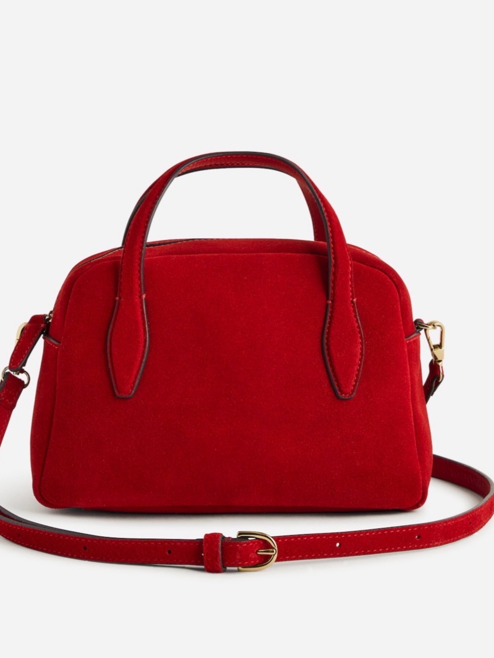 Red Suede Top-Handle Crossbody Bag - Women
